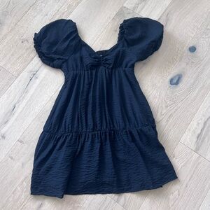 Black Dress Puff Sleeves Babydoll Size Small